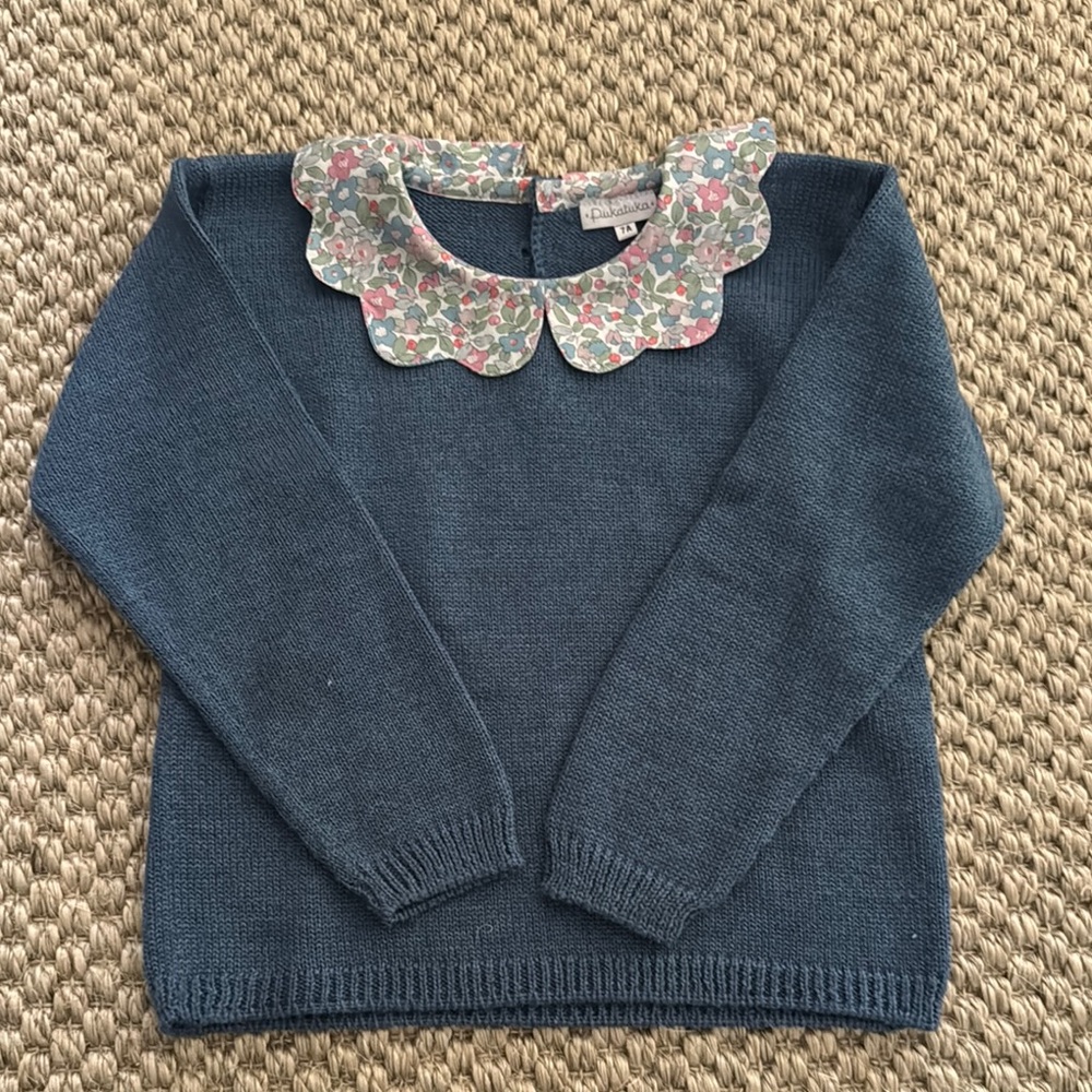 Floral Collar Blue Sweater for little girls